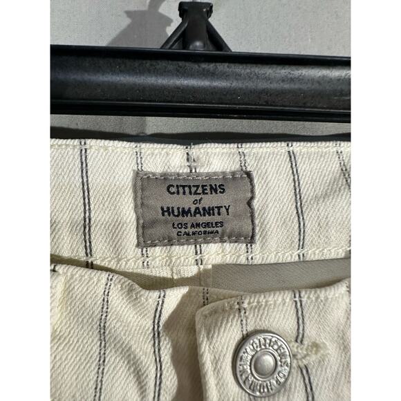 Citizens Of Humanity Jeans Womens 25 Beige Striped Rocket Crop High Rise Skinny - Picture 2 of 11
